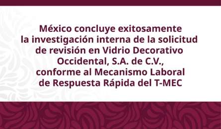 Finaliza investigacin de la solicitud de revisin en Vidrio Decorativo Occidental